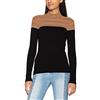 Morgan Pull col Roulé Bicolore Mico, Maglione Pullover Donna, Cammello/Nero, TXS