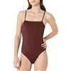 Amazon Essentials Costume da Bagno Intero con Scollo Quadrato Donna, Marrone Intenso, 46
