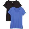 Amazon Essentials T-Shirt Tecnica Scollo V Elasticizzata Asciugatura Rapida (Anche in Taglie Forti) Donna, Pacco da 2