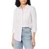 Amazon Essentials Camicia da Donna in Popeline a Maniche Lunghe con Bottoni, vestibilità Classica, a Righe variegate Bianco Lilla, XL