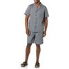 Amazon Essentials Set Pigiama Corto con Collo a Risvolto in Popeline di Cotone Elasticizzato Uomo, Carbone, S