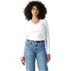 Levi's Maglietta da Donna Essential HM LS Vneck, Bianco., XS