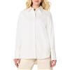 Amazon Essentials Camicia Elegante Button-Down in Popeline di Cotone Elasticizzato, Oversize Donna, Bianco Brillante, L