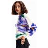 Desigual Woman Flat Knit Thick Gauge Jacket Felpa, Bianco, L Donna