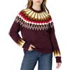 Amazon Essentials Maglione Girocollo Oversize Stile Fair Isle Donna, Bordeaux Scuro Crema Lavorazione A Maglia Motivo A Zig Zag, M