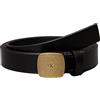 Calvin Klein Donna Cintura Casual Plaque Buckle 2,0 cm Cintura in Pelle, Nero (Black/Tumbled Gold), 95 cm
