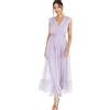 Anaya with Love Ladies Maxi Dress Women V Neckline Sleeveless Frilly for Wedding Guest Bridesmaid Prom Long High Empire Waist Tiered Vestito, Dusty Lilac, 40 Donna