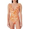 Amazon Essentials Costume da Bagno Intero con Scollo a V e Volant Donna