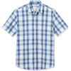 Amazon Essentials Camicia in Popeline a Maniche Corte Regular Fit Uomo, Blu A Quadretti, XL