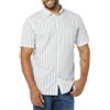 Amazon Essentials Camicia in Popeline a Maniche Corte Slim Uomo, Blu Grigio Bianco Righe, L