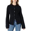 Amazon Essentials Cardigan a Maniche Lunghe con Maniche a Campana e Vita Sagomata, Vestibilità Classica Donna, Nero, L