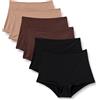 Amazon Essentials Boyshort in Microfibra (Boyshort e Boyshort a Vita Alta) Donna, Pacco da 6, Bronzo Lavato/Nero/Nocciola, 46