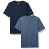 Amazon Essentials Maglietta Henley in Cotone con Maniche Corte Uomo, Pacco da 2, Blu Marino/Blu, S