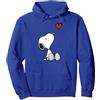 Peanuts Cuore Seduto Snoopy Felpa con Cappuccio, Unisex per Adulti, Blu Reale, S