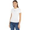Tommy Jeans Donna T-Shirt Maniche Corte Slim Logo Scollo Rotondo, Bianco (White), XXS