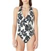 Amazon Essentials Costume Intero Halter Donna, Crema Nero Floreale, 50