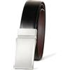 Amazon Essentials Cintura da uomo in pelle reversibile, con placche, nero/marrone castano, 30
