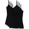 Amazon Essentials Canottiera in Maglia con Scollo a V vestibilità Aderente (Disponibile in Taglie Forti) Donna, Pacco da 4, Nero, XXL