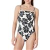 Amazon Essentials Costume da Bagno Intero con Scollo Quadrato Donna, Crema Nero Floreale, 44