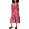 Amazon Essentials Maxi Abito a Balze a Trapezio, Vita Impero, Scollo a Cuore, in Raso di Cotone Donna, Rosa Shocking Rosso Leafy Floral, XS