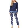 Merry Style Pigiama Manica Lunga Donna MS10-168(Blu Scuro Orso-2, XL)