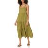 The Drop Britt, Maxi Abito Svasato a Balze da Donna, X-Large, Olio d'oliva