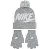 Nike Swoosh Pom Ensemble Set Composto da berretto e guanti per bambini Dk Grey Heather One Size