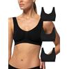 POMPEA 3 Pezzi Reggiseno Senza Ferretto Invisibile, Brassiere Seamless in Morbida Microfibra con Spalla Larga, Effetto Seconda Pelle