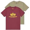 Alpha Industries Maglietta Basic T 2 Pack Uomo Olive/Burgundy