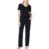 Amazon Essentials Set Pigiama da Donna in Morbido Misto Cotone, con Maglietta a Maniche Corte e Pantaloni, Nero, XS