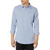 Amazon Essentials Camicia Elegante Elasticizzata a Maniche Lunghe e Antipiega Vestibilità Regolare Uomo, Blu Bianco Maglia A Scacchi, XL