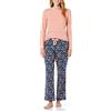 Amazon Essentials Pigiama con Maglia a Maniche Lunghe e Pantaloni in Flanella Leggera Donna, Rosa Salmone/Mimetico Floreale, XL