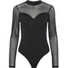 PIECES Pcmilly LS Mesh Bodystocking Noos - Body a Maniche Lunghe da Donna, Nero, L