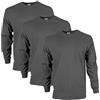 Gildan T-Shirt da Uomo a Maniche Lunghe in Cotone Ultra Cotone, Stile G2400, Multipack, Carbone (Confezione da 3), L