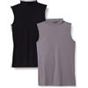 Amazon Essentials Donna Top Senza Maniche in Maglia a Costine Slim Fit con Scollo a Lupetto