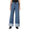 Amazon Essentials Jeans a Vita Alta e Gamba Larga con Risvolto Donna, Blu Medio Vintage, 46