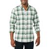 Amazon Essentials Camicia In Flanella Scozzese Con Bottoni A Maniche Lunghe Sagomata Uomo, Verde Bianco Motivo Scozzese, XS