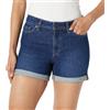 Amazon Essentials Pantaloncini in Denim a Vita Media, Vestibilità Aderente, Interno Gamba 10,2cm Donna, Lavaggio Ombré Scuro, 48