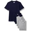 Amazon Essentials Magliette Intime a Girocollo Vestibilità Aderente Uomo, Confezione da 6, Medio Grigio Mélange/Blu Marino, XXL