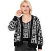 Lovedrobe Women's Twinset Ladies Long Sleeve Cardigan Knitted Two Piece Sleeveless Vest Tank Top Granny Square Knitwear Co-ORD Felpa, Nero e Crema, 44-46 Donna