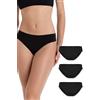 Lovable Slip Pacco da 3 | Mutandine in Microfibra Taglio al Vivo | Laser Cut Invisibili sotto i Vestiti |Intimo Second Skin Micro Donna x3, Nero, XL