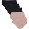 Amazon Essentials Biancheria Intima a Vita Alta (Disponibili in Taglie Forti) Donna, Pacco da 6, Grigio Talpa Scuro/Nero, 3XL Plus