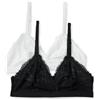 Amazon Essentials Bralette a Triangolo in Pizzo Elasticizzato Galloon Donna, Confezione da 2, Nero/Bianco, XXL