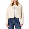 Amazon Essentials Giacca in Denim Corta con Colletto in Velluto a Coste a Contrasto, vestibilità Oversize Donna