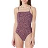 Amazon Essentials Costume da Bagno Intero con Scollo Quadrato Donna, Rosso Mattone Lilla Leopardata, 48