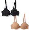 Amazon Essentials Reggiseno a Mezza Coppa in Microfibra Donna, Confezione da 2, Bronzo Lavato/Nero, 1C