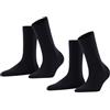 FALKE Softmerino Multipack W So lana cotone tinta unita confezione di 2 paia, Calzini Donna, Blu Dark Navy 6379, 39-40