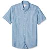 Amazon Essentials Camicia in Popeline a Maniche Corte Regular Fit Uomo, Blu Medio, S