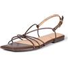 Amazon Essentials Strappy Flat Sandals Donna, Ecopelle Marrone, 39.5 EU