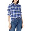 Amazon Essentials Camicia in Flanella Leggera a Maniche Lunghe, vestibilità Classica Donna, Blu Grigio Blu Marino Motivo Scozzese, XL